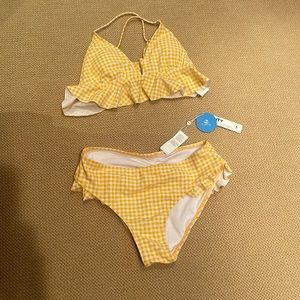 Cupshe Yellow checkered bikini bathing suit NWT size small